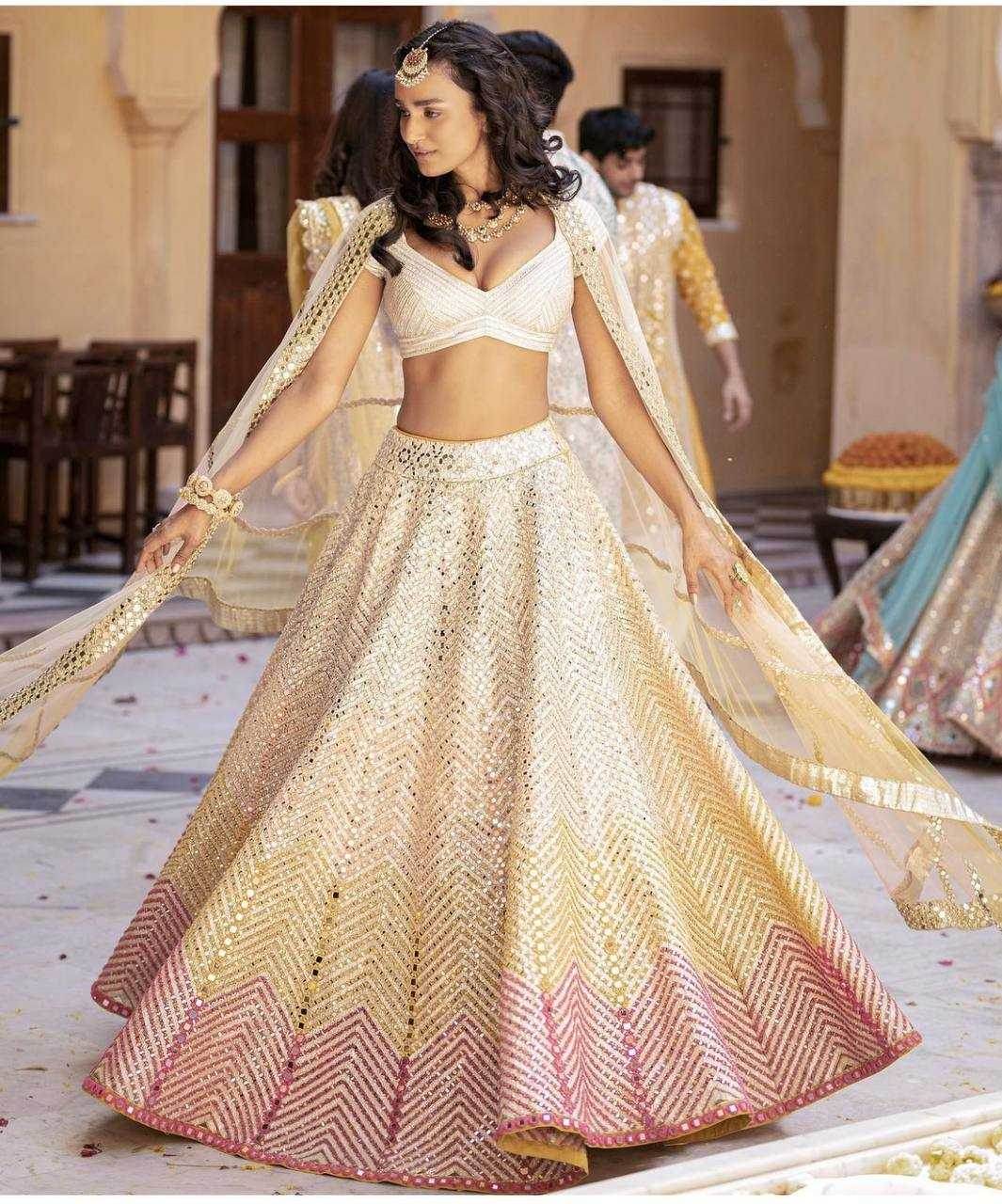 Satin Silk Mirror Work Banarasi Lehenga for Festive Elegance - MYLUXURY LANE ENTERPRISE